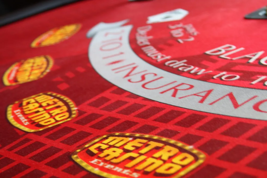 Close-up of Metro Casino Events blackjack felt